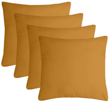 Textile sierkussen Nelson - 4x - okergeel - 60 x 60 cm - bank kussens - polyester