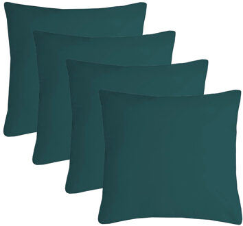 Textile sierkussen Nelson - 4x - petrol - 40 x 40 cm - bank kussens - polyester