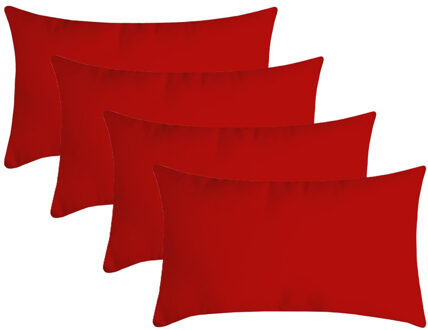 Textile sierkussen Nelson - 4x - rood - 30 x 50 cm - bank kussens - polyester