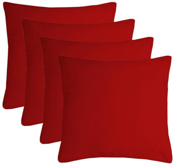 Textile sierkussen Nelson - 4x - rood - 40 x 40 cm - bank kussens - polyester