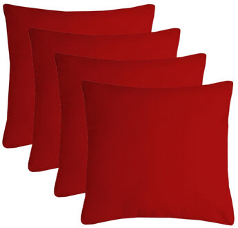 Textile sierkussen Nelson - 4x - rood - 60 x 60 cm - bank kussens - polyester