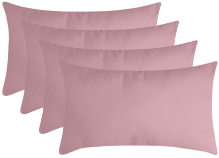Textile sierkussen Nelson - 4x - roze - 30 x 50 cm - bank kussens - polyester
