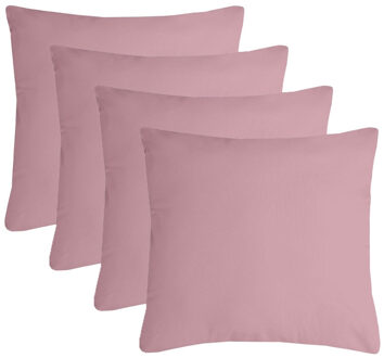 Textile sierkussen Nelson - 4x - roze - 40 x 40 cm - bank kussens - polyester
