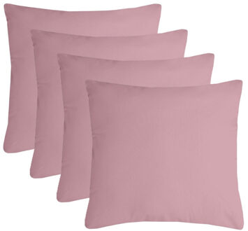 Textile sierkussen Nelson - 4x - roze - 60 x 60 cm - bank kussens - polyester