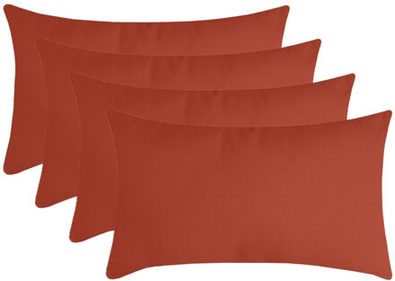 Textile sierkussen Nelson - 4x - terracotta - 30 x 50 cm - bank kussens - polyester