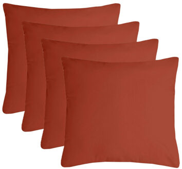Textile sierkussen Nelson - 4x - terracotta - 40 x 40 cm - bank kussens - polyester