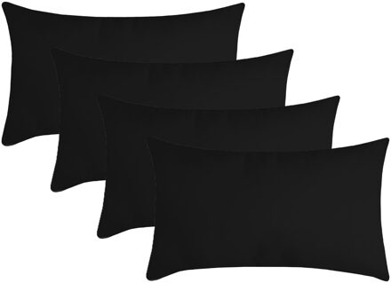 Textile sierkussen Nelson - 4x - zwart - 30 x 50 cm - bank kussens - polyester