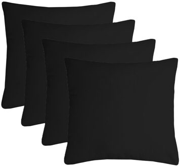 Textile sierkussen Nelson - 4x - zwart - 60 x 60 cm - bank kussens - polyester