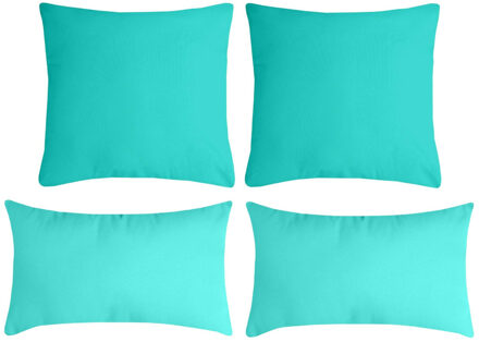 Textile sierkussen Nelson - set 4x - aqua blauw - 2 formaten