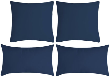 Textile sierkussen Nelson - set 4x - donkerblauw - 2 formaten - polyester