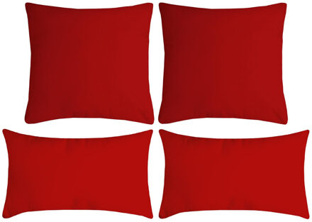 Textile sierkussen Nelson - set 4x - rood - 2 formaten - polyester