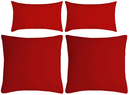 Textile sierkussen Nelson - set 4x - rood - 2 formaten - polyester