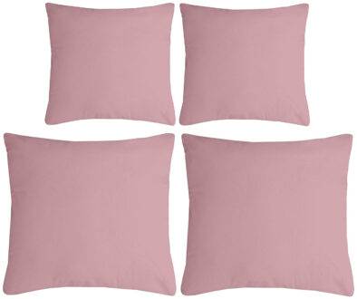 Textile sierkussen Nelson - set 4x - roze - 2 formaten - polyester
