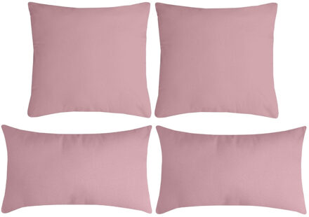 Textile sierkussen Nelson - set 4x - roze - 2 formaten - polyester