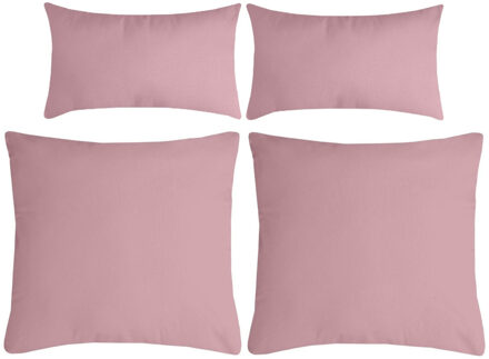 Textile sierkussen Nelson - set 4x - roze - 2 formaten - polyester