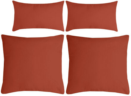 Textile sierkussen Nelson - set 4x - terracotta - 2 formaten - polyester