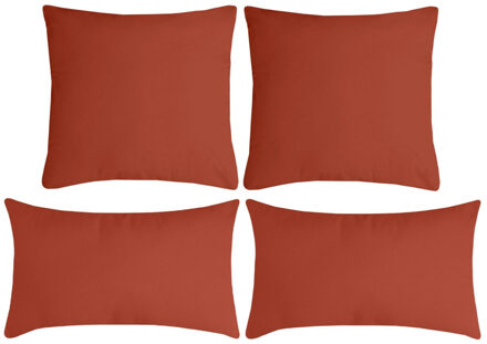 Textile sierkussen Nelson - set 4x - terracotta - 2 formaten - polyester