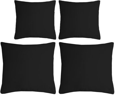 Textile sierkussen Nelson - set 4x - zwart - 2 formaten - polyester