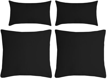Textile sierkussen Nelson - set 4x - zwart - 2 formaten - polyester