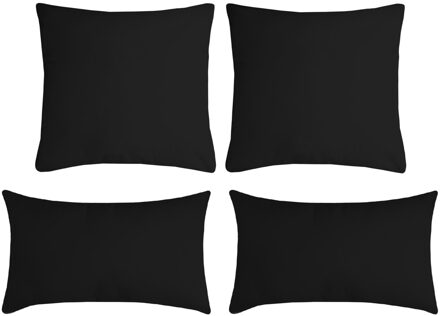 Textile sierkussen Nelson - set 4x - zwart - 2 formaten - polyester