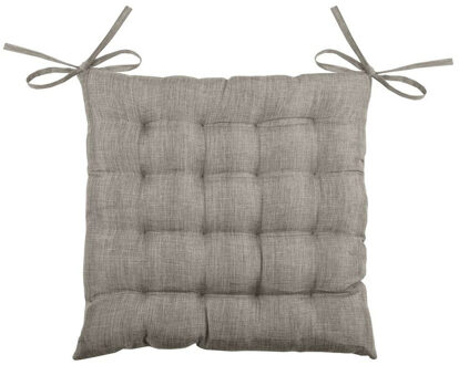 Textile stoelkussen BEA - beige - 40 x 40 x 4 cm - touwtjes sluiting - binnen/buiten