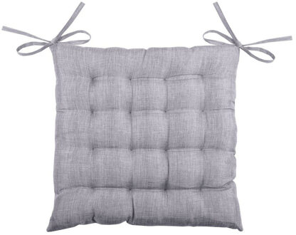 Textile stoelkussen BEA - grijs - 40 x 40 x 4 cm - touwtjes sluiting - binnen/buiten
