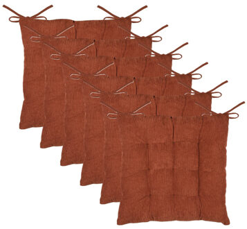 Textile stoelkussen Dandy - 6x - wijnrood - 38 x 38 x 5 cm - touwtjes sluiting - ribcord