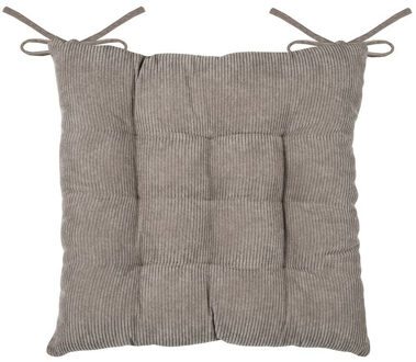 Textile stoelkussen Dandy - beige - 38 x 38 x 5 cm - touwtjes sluiting - ribcord