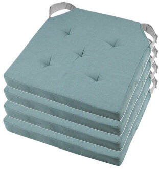 Textile stoelkussen DUO - 4x - jade groen - 38 x 38 x 4 cm - klittenband sluiting