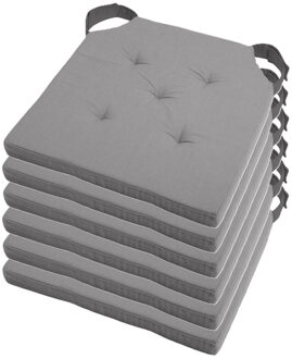 Textile stoelkussen DUO - 6x - grijs - 38 x 38 x 4 cm - klittenband sluiting