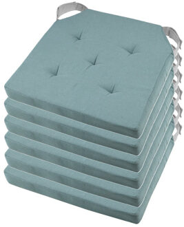 Textile stoelkussen DUO - 6x - jade groen - 38 x 38 x 4 cm - klittenband sluiting