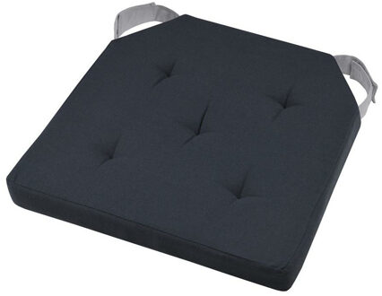 Textile stoelkussen DUO - antraciet - 38 x 38 x 4 cm - klittenband sluiting
