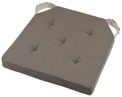 Textile stoelkussen DUO - taupe - 38 x 38 x 4 cm - klittenband sluiting