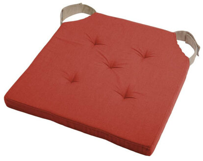 Textile stoelkussen DUO - terracotta - 38 x 38 x 4 cm - klittenband sluiting