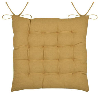 Textile stoelkussen - okergeel - 38x38x4 cm - binnen/buiten