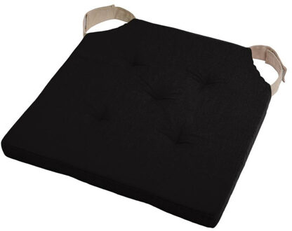 Textile stoelkussen - zwart - 38 x 38 x 4 cm - buiten