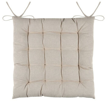 Textile stoelkussens DUO - beige - 38 x 38 x 3.5 cm - touwtjes sluiting