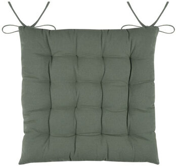 Textile stoelkussens DUO - groen - 38 x 38 x 3.5 cm - touwtjes sluiting