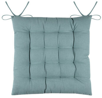 Textile stoelkussens DUO - jade groen - 38 x 38 x 3.5 cm - touwtjes sluiting