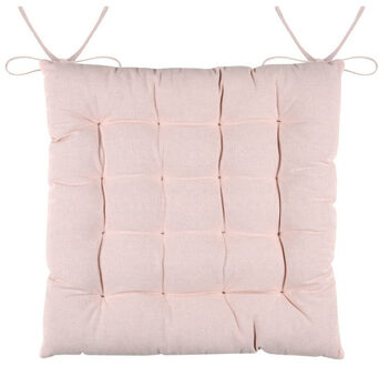 Textile stoelkussens DUO - lichtroze - 38 x 38 x 3.5 cm - touwtjes sluiting
