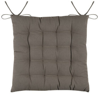 Textile stoelkussens DUO - taupe - 38 x 38 x 3.5 cm - touwtjes sluiting