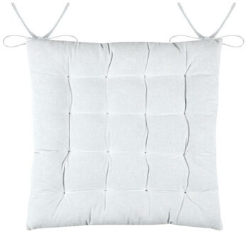 Textile stoelkussens DUO - wit - 38 x 38 x 3.5 cm - touwtjes sluiting