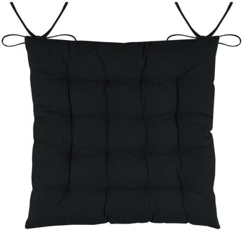 Textile stoelkussens DUO - zwart - 38 x 38 x 3.5 cm - touwtjes sluiting
