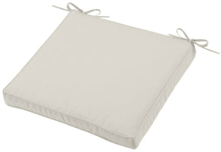 Textile Tuin stoelkussen - lichtbeige - 40 x 40 x 5 cm - touwtjes sluiting - voor buiten
