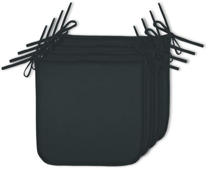 Textile Tuin stoelkussens - set 4x stuks - antraciet - 38 x 38 x 4 cm - voor buiten