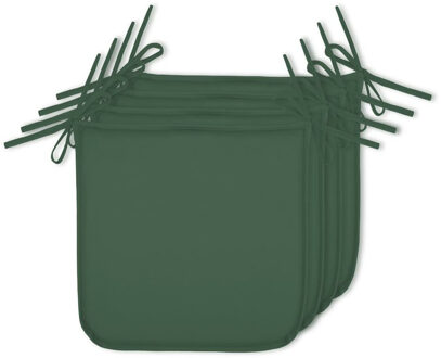 Textile Tuin stoelkussens - set 4x stuks - donkergroen - 38 x 38 x 4 cm - voor buiten