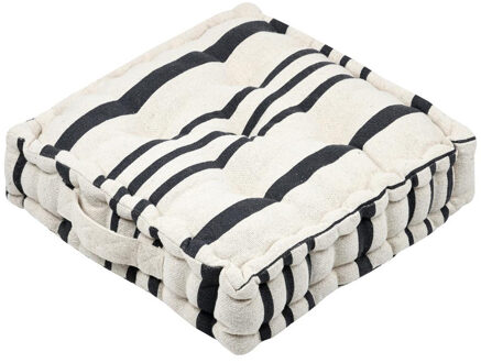 Textile Vloerkussen Beach - creme wit/grijs - katoen - 45 x 45 x 10 cm - vierkant - Extra dik