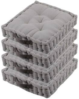 Textile Vloerkussen DUO - 4x - betongrijs - katoen - 45 x 45 x 10 cm - vierkant - Extra dik
