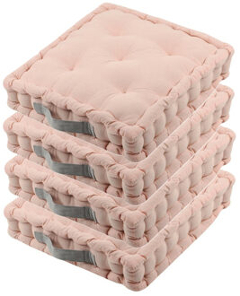 Textile Vloerkussen DUO - 4x - roze - katoen - 45 x 45 x 10 cm - vierkant - Extra dik