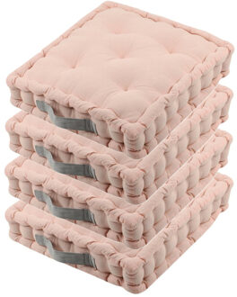 Textile Vloerkussen DUO - 4x - roze - katoen - 45 x 45 x 10 cm - vierkant - Extra dik